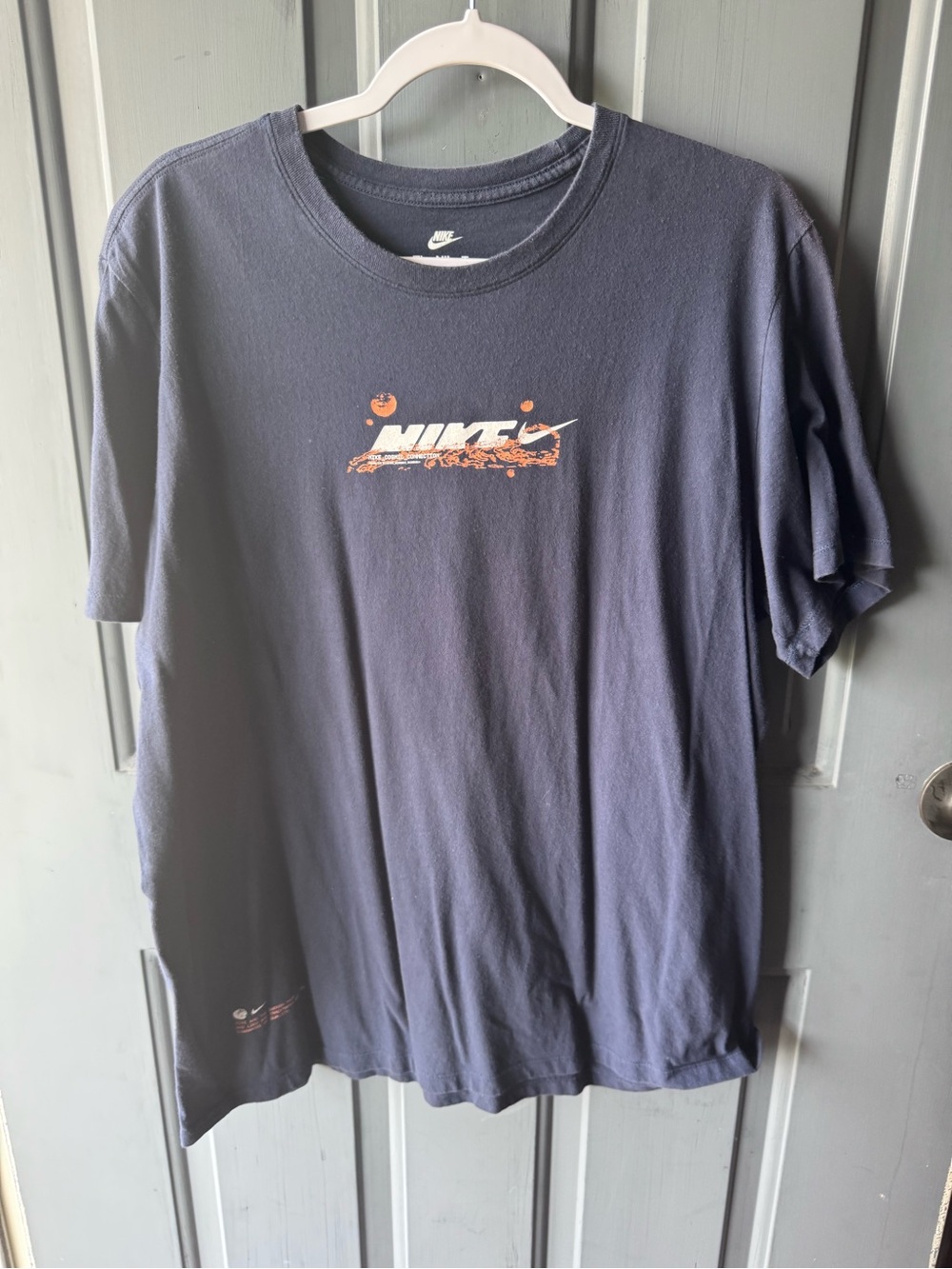 Nike Navy Short-Sleeve T-Shirt with Orange Graphic Logo